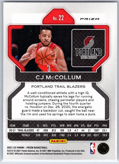 2021-22 Panini Prizm #22 CJ McCollum Red White and Blue