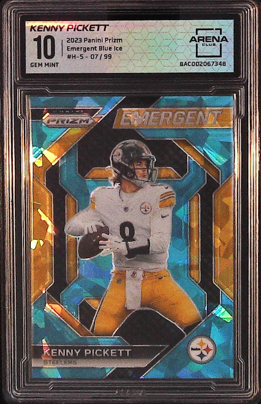 2023 Panini Prizm #H-5 Kenny Pickett Emergent Prizms Blue Ice Other 10 #/99