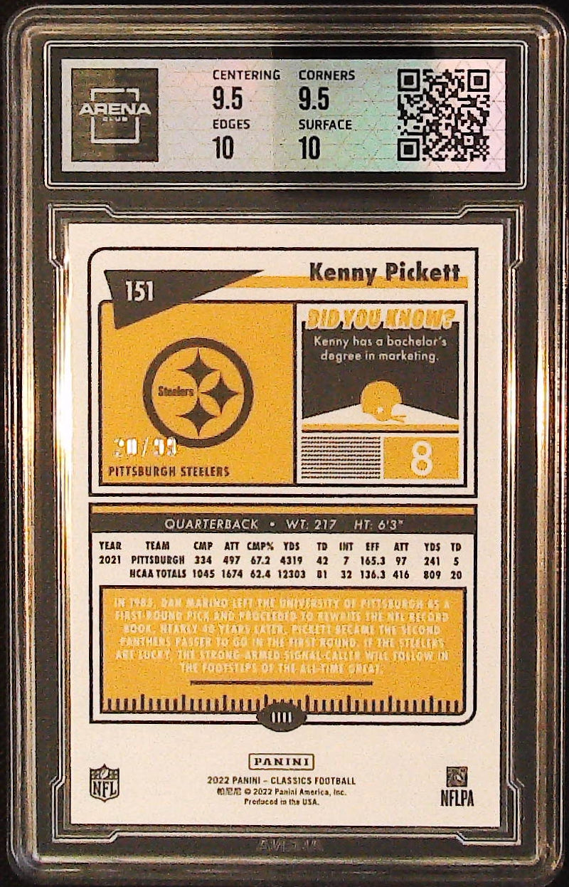 2022 Panini Classics #151 Kenny Pickett H2 Premium Edition Timeless Tributes Gold Other 10 #/99