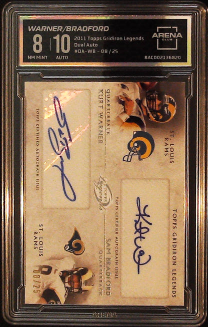 2011 Gridiron Legends #DA-WB Kurt Warner EXCH /Sam Bradford Dual Auto /25