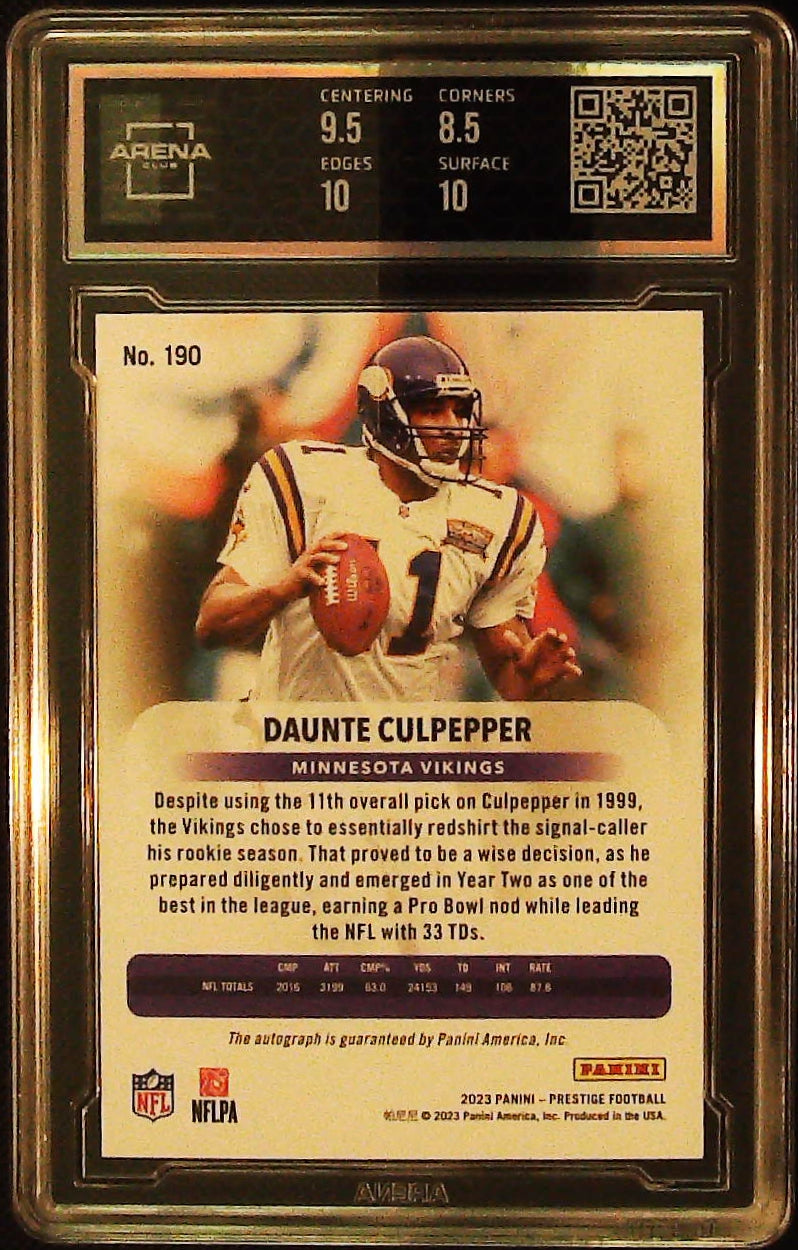 2023 Prestige #190 Daunte Culpepper Xtra Points Signatures Premium Blue/99