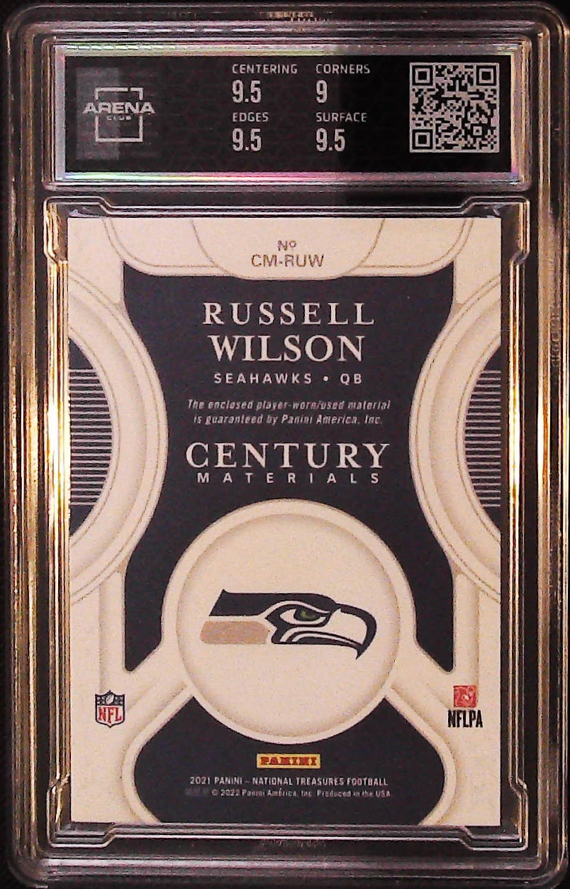 2021 National Treasures #CM-RUW Russell Wilson Century Materials Gold  #/49