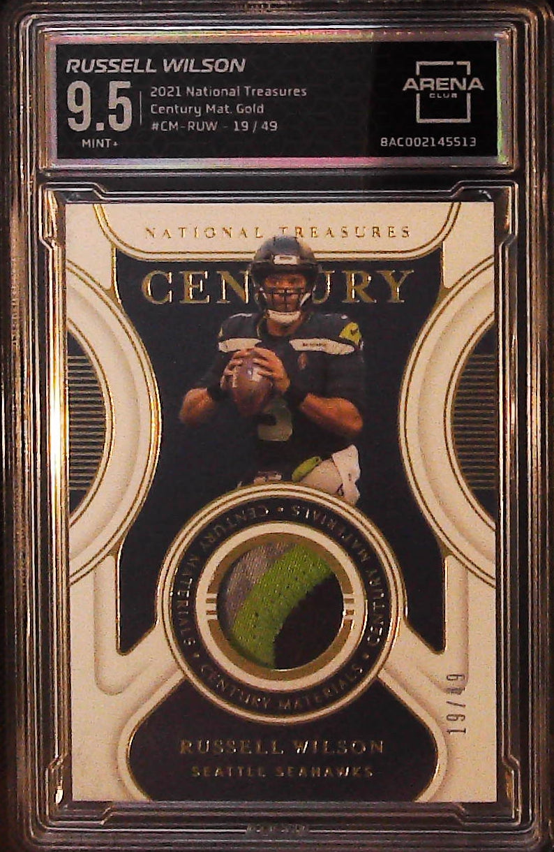 2021 National Treasures #CM-RUW Russell Wilson Century Materials Gold  #/49