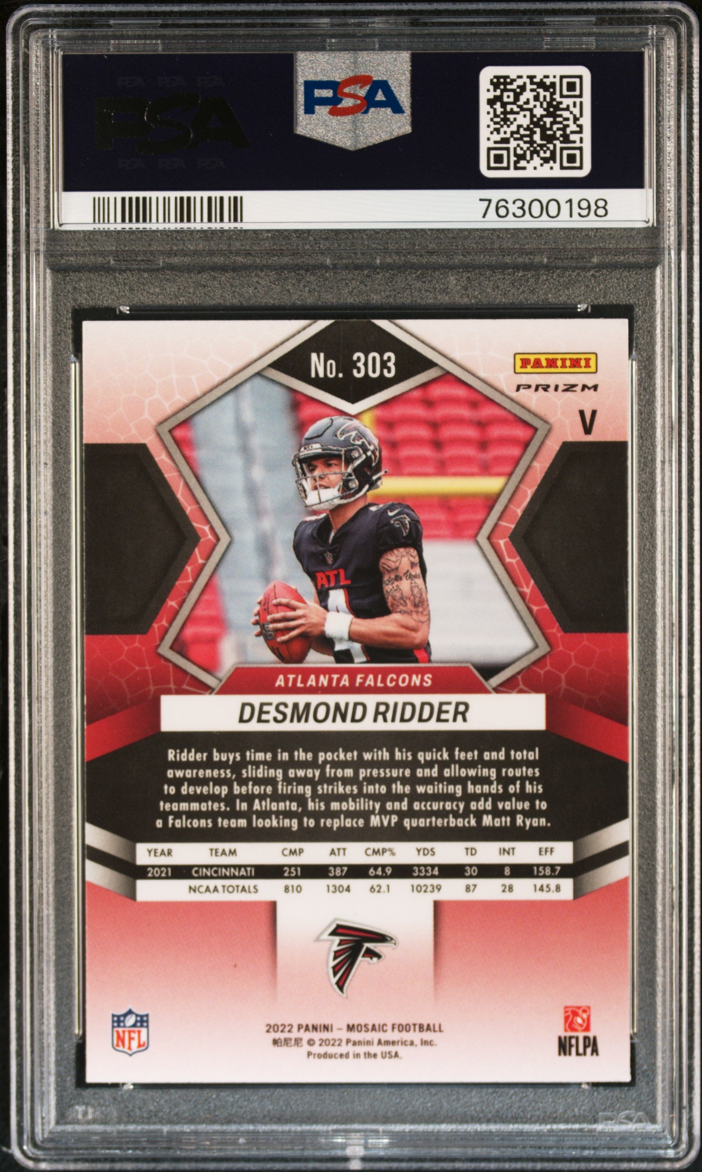 2022 Panini Mosaic #303 Desmond Ridder Variation-No Huddle PSA 10