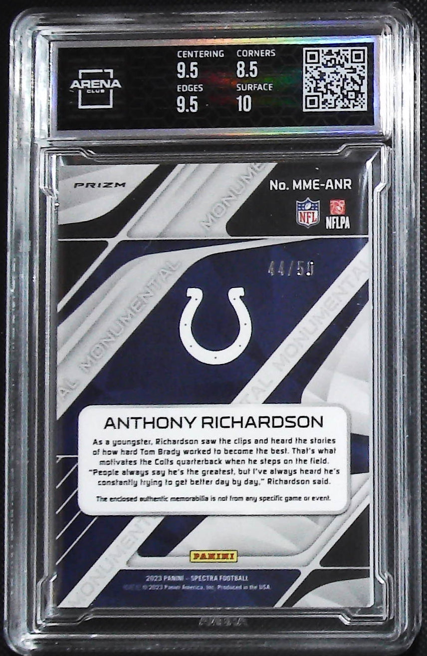 2023 Spectra #MME-ANR Anthony Richardson Monumental Mem.Neon Blue Other 9 #/50