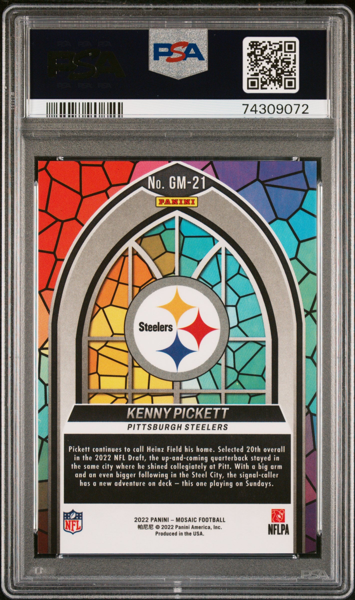 2022 Panini Mosaic Glass Mosaic #GM21 Kenny Pickett Glass Mosaic PSA 9