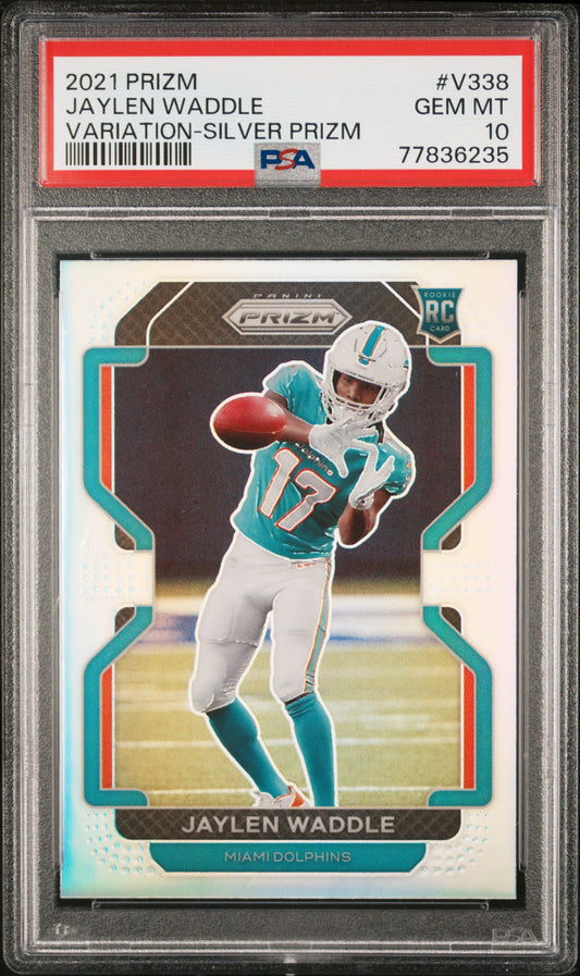 2021 Panini Prizm #V338 Jaylen Waddle Variation-Silver Prizm PSA 10