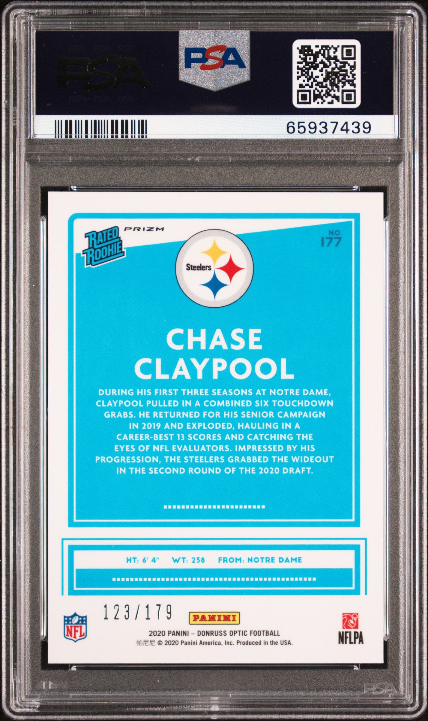 2020 Panini Donruss Optic #177 Chase Claypool Blue PSA 9