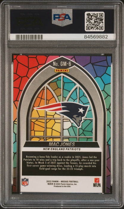 2022 Panini Mosaic Glass Mosaic #GM6 Mac Jones Glass Mosaic PSA 9