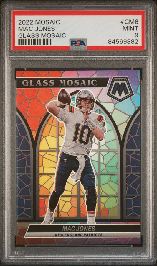 2022 Panini Mosaic Glass Mosaic #GM6 Mac Jones Glass Mosaic PSA 9