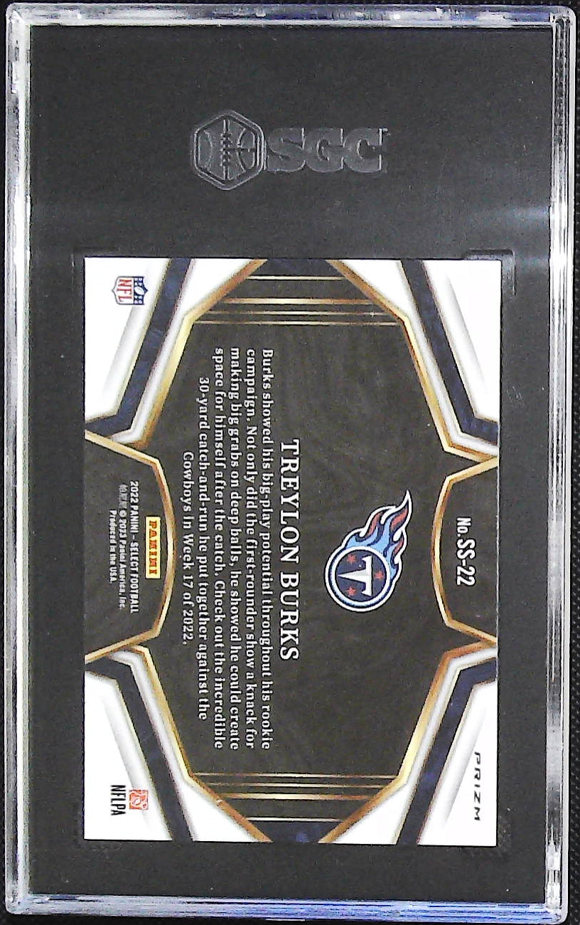 2022 Panini Select #SS-22 Treylon Burks Snapshots Zebra Prizm SGC 9.5