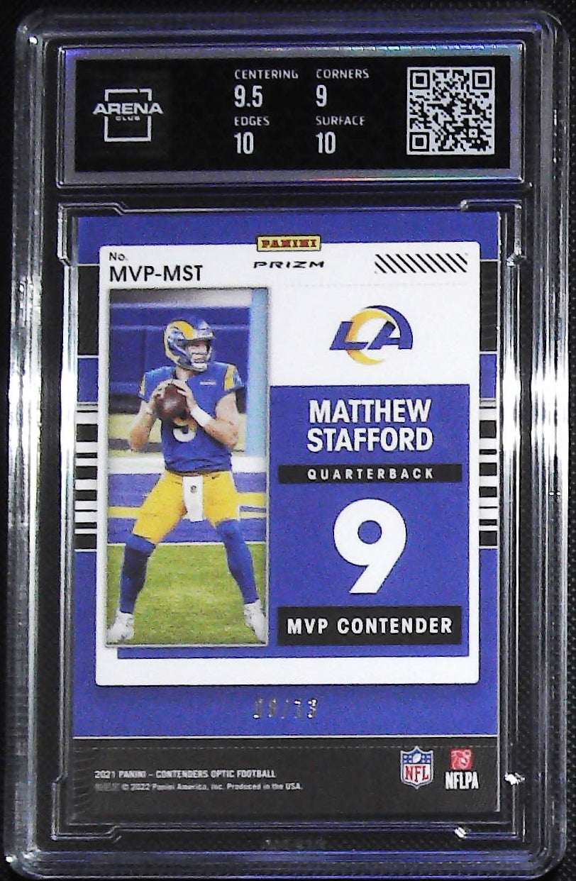 2021 Panini Contenders Optic #MVP-MST Matthew Stafford Contenders Red White Blue #/13