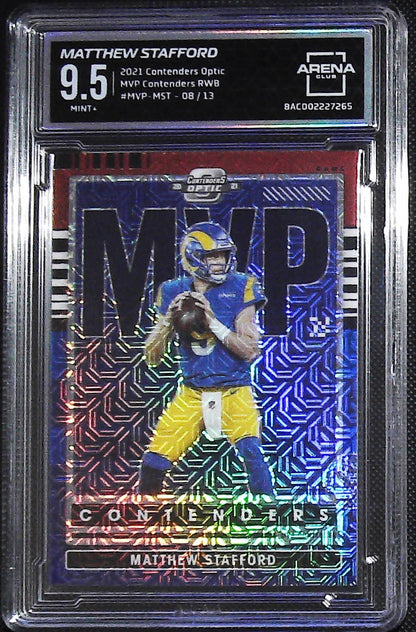 2021 Panini Contenders Optic #MVP-MST Matthew Stafford Contenders Red White Blue #/13