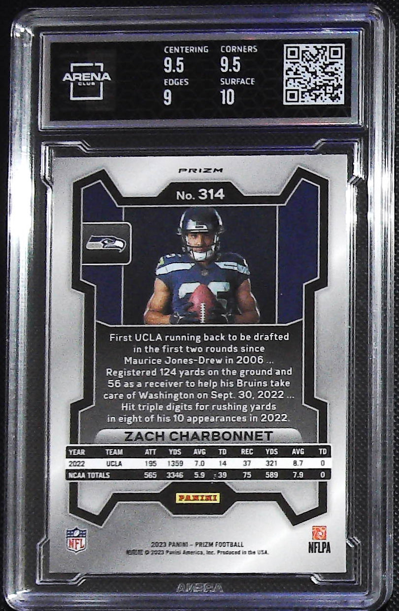 2023 Panini Prizm #314 Zach Charbonnet Rookie Variations Prizms Silver