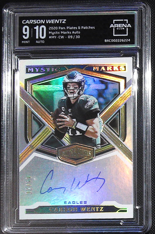 2020 Panini Plates & Patches #MY-CW Carson Wentz Mystic Marks #/30